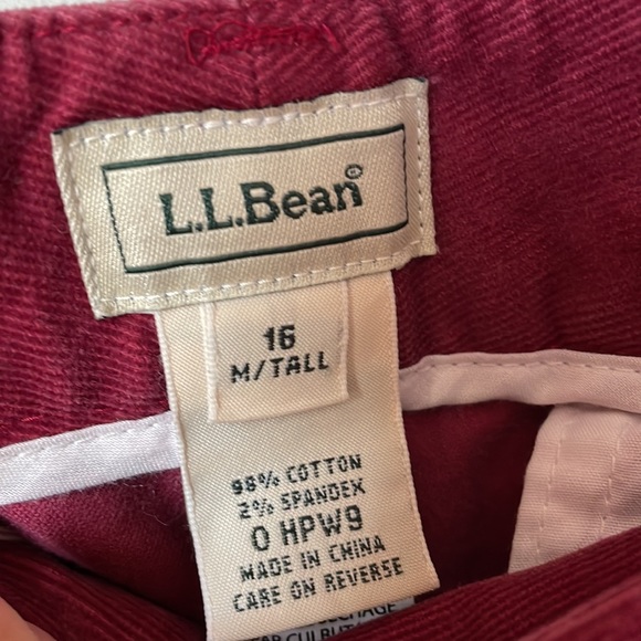 L.L. Bean Big and Tall Burgundy Corduroy Wide Leg Trouser Pants - Picture 5 of 13